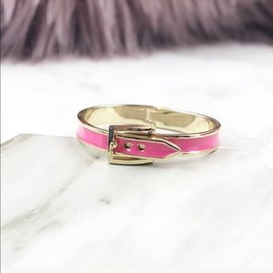 Pink Enamel Gold Belt Bracelet Bangle